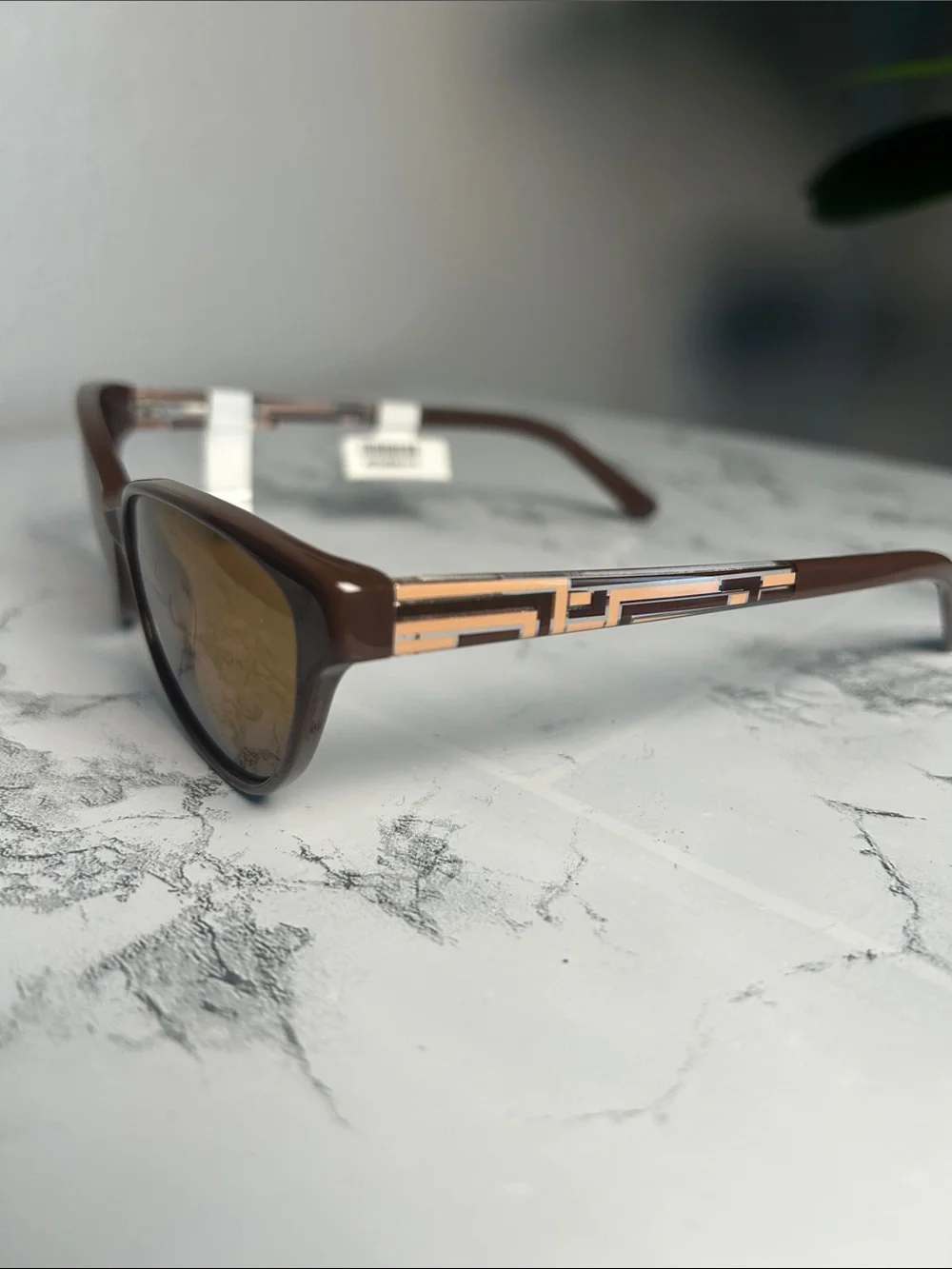 Salsa S705 Brown Oval Cat-Eye Sunglasses Geometric Arms 54-14-135 NWT
